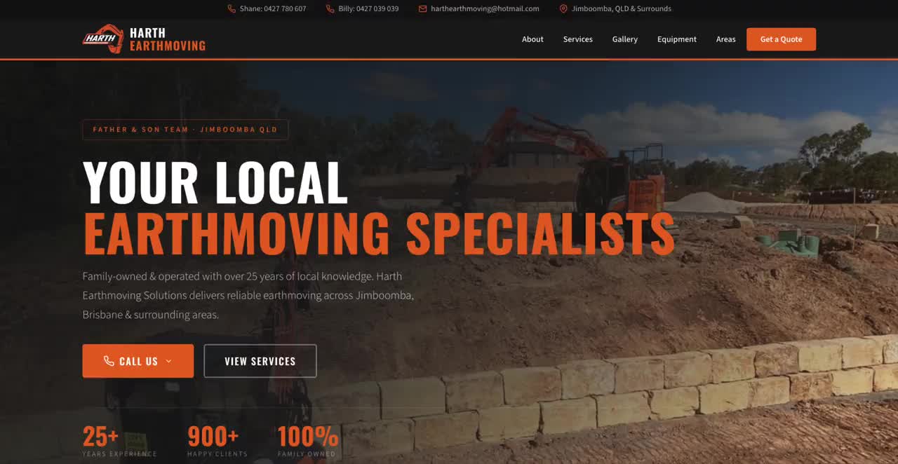 Harth Earthmoving website